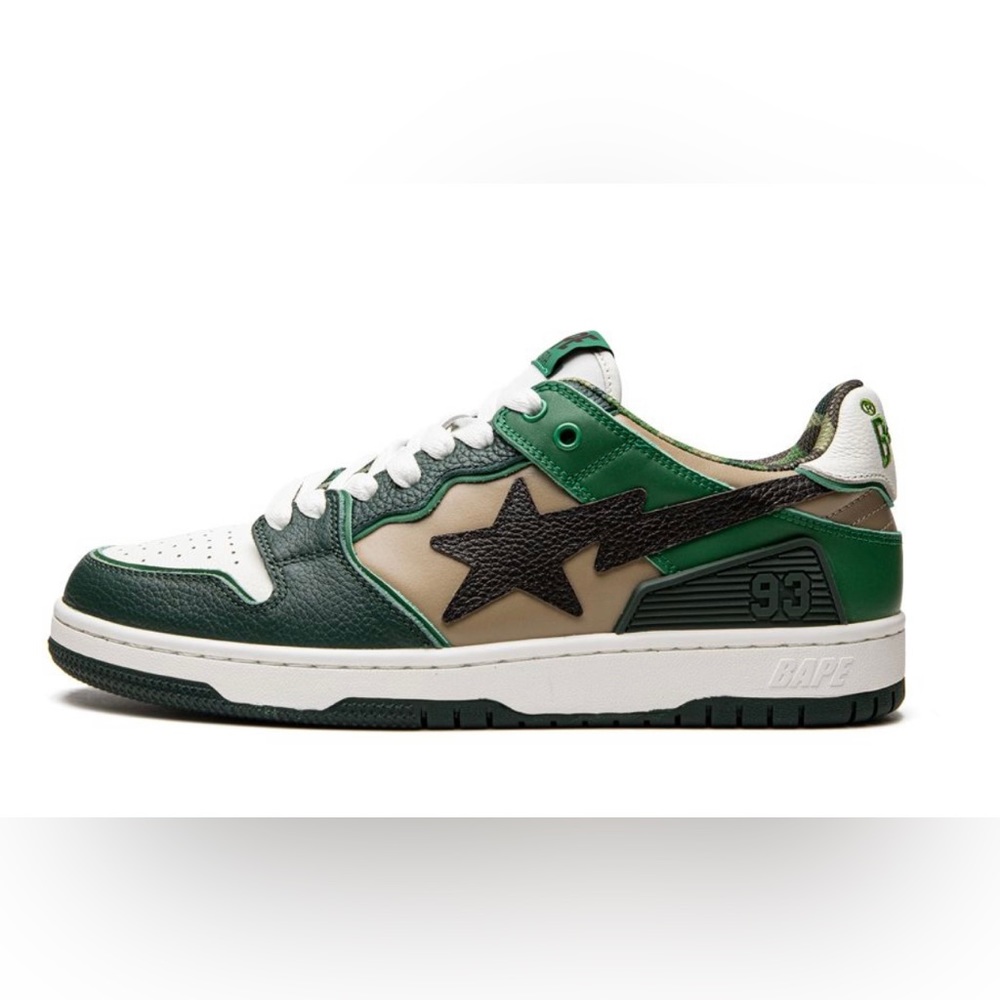 BAPE Green and White Men's Sneakers